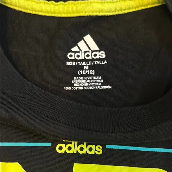 Boy’s Adidas Black Short Sleeve Tee | Size M 10/12 - Picture 2 of 3